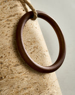 Anulo Travertine Wall Sconce with Wooden Ring Accent