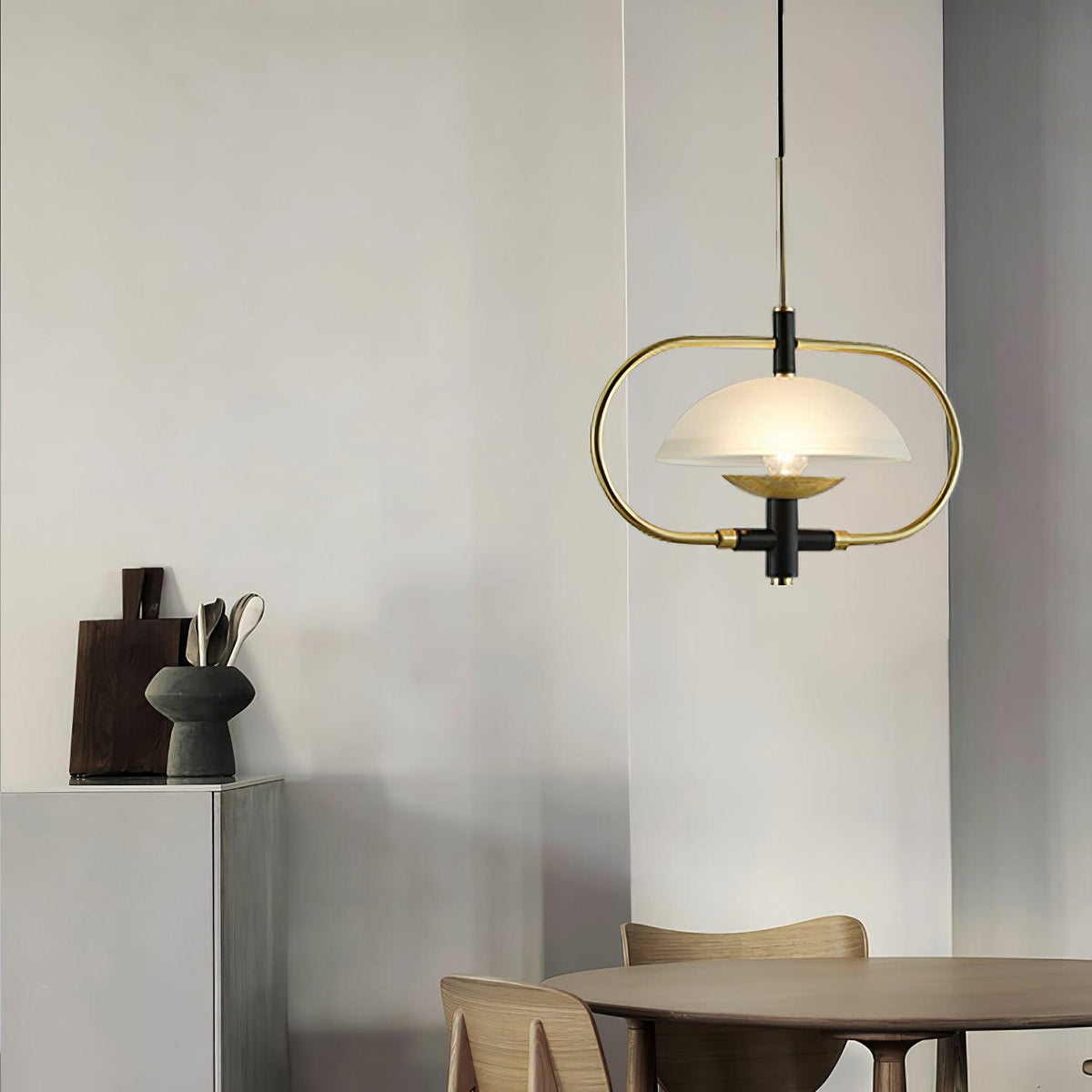 Aperture Pendant Light – Modern Glass & Metal Hanging Lamp for Living Room, Bedroom, Kitchen