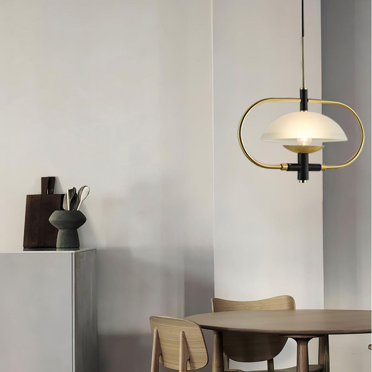 Aperture Pendant Light – Modern Glass & Metal Hanging Lamp for Living Room, Bedroom, Kitchen