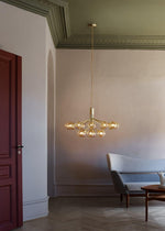 Artisan Glass Globe Cluster Chandelier in Brass or Black
