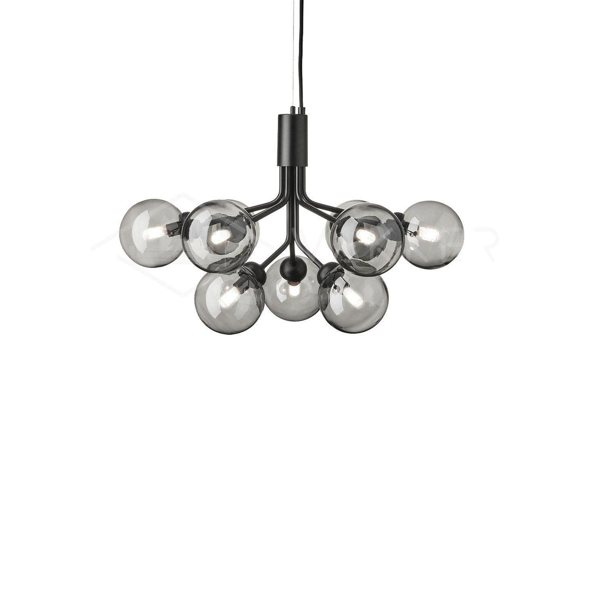 Artisan Glass Globe Cluster Chandelier in Brass or Black