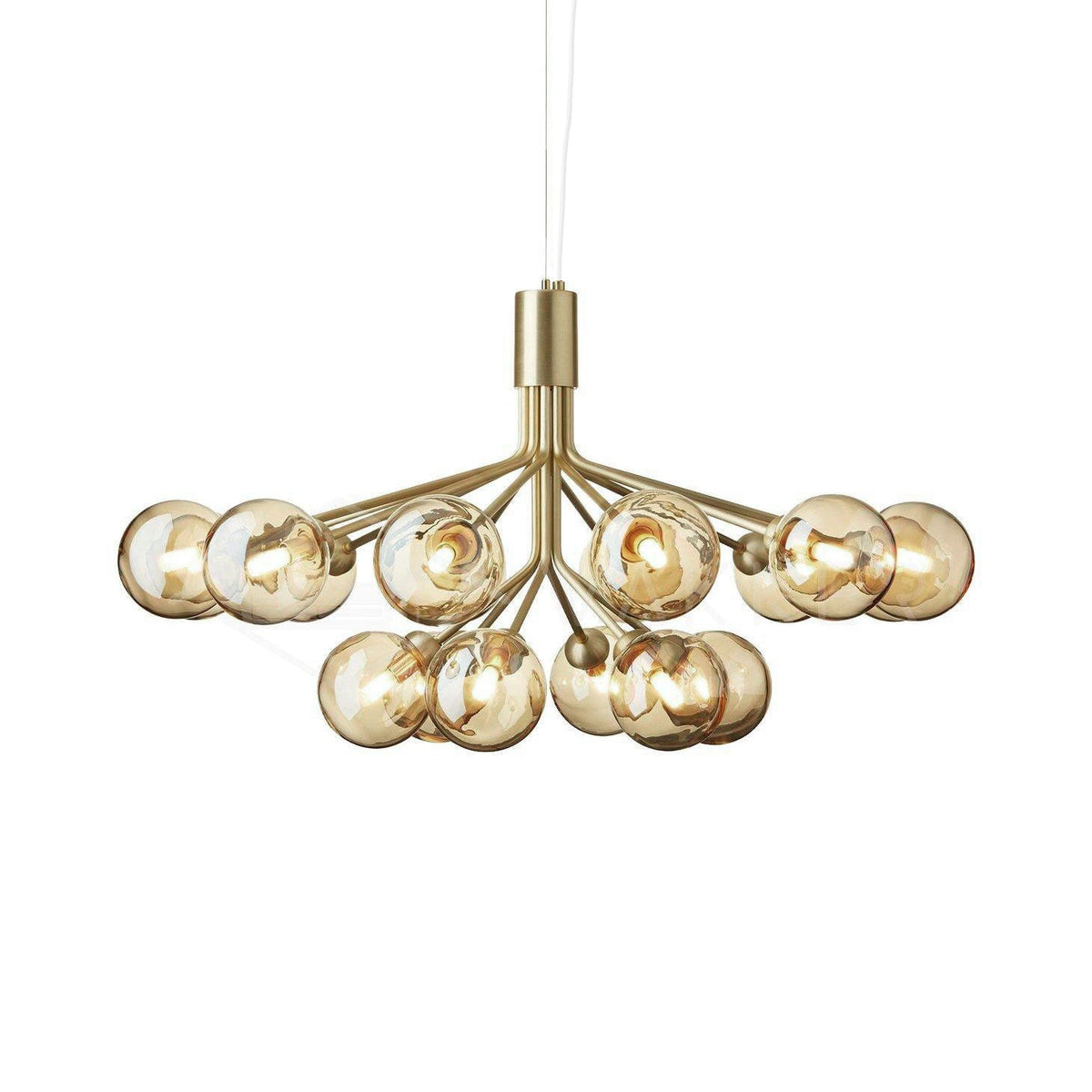 Artisan Glass Globe Cluster Chandelier in Brass or Black