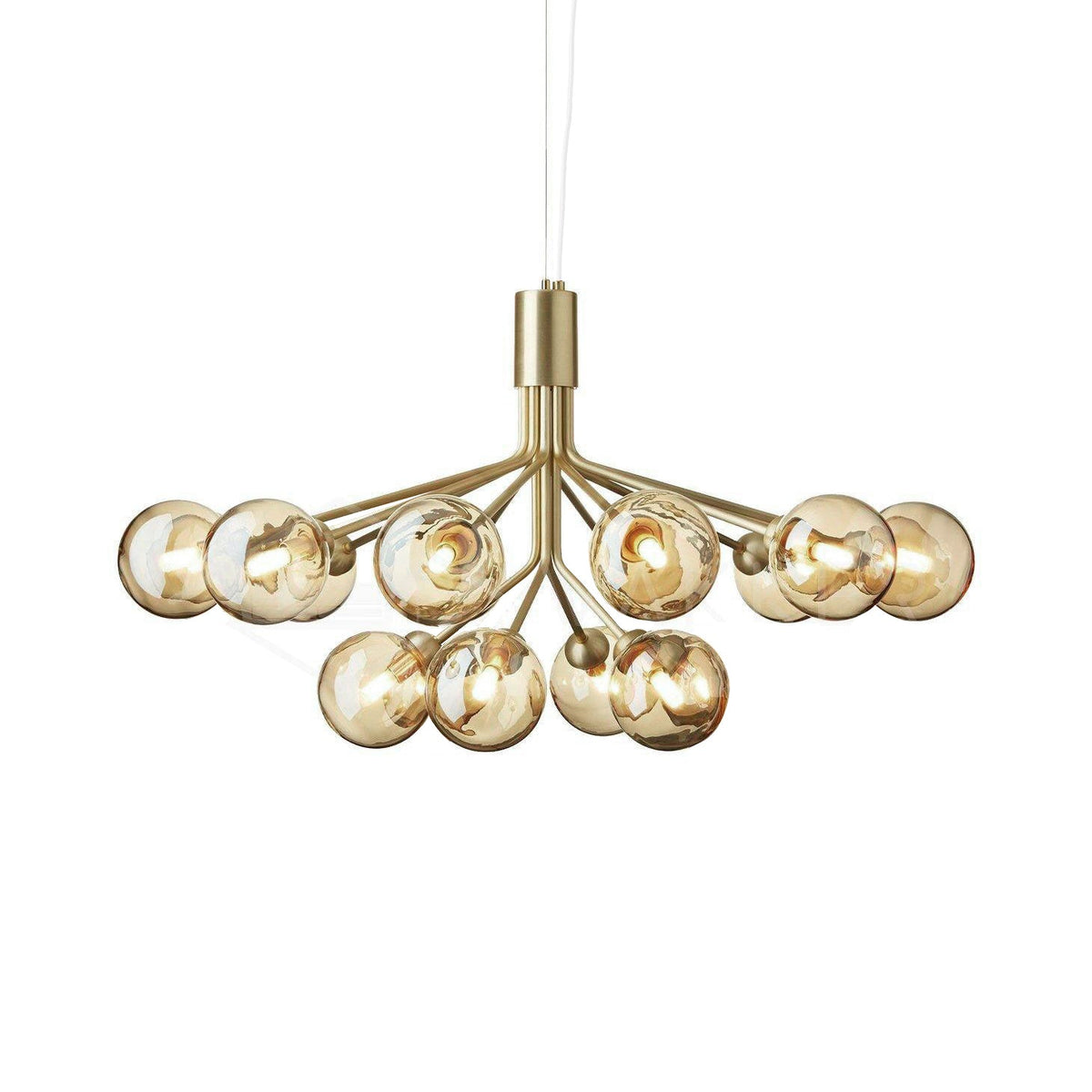 Artisan Glass Globe Cluster Chandelier in Brass or Black