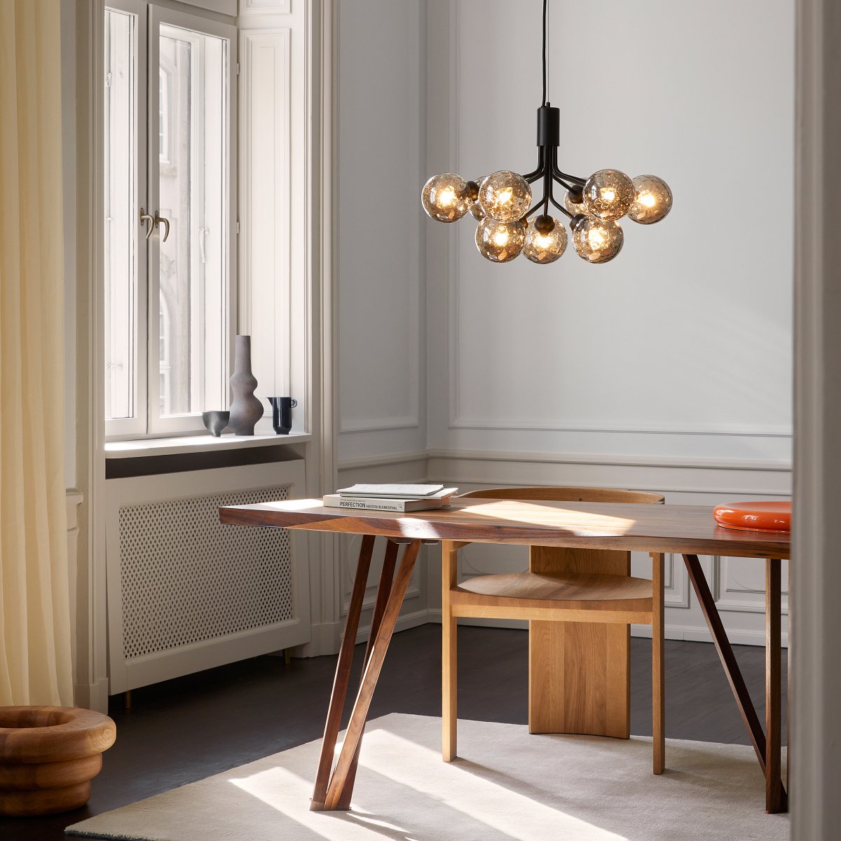 Artisan Glass Globe Cluster Chandelier in Brass or Black