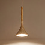 Aplomb Travertine Pendant Light – Natural Stone & Wood Minimalist Hanging Lamp