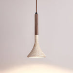 Aplomb Travertine Pendant Light – Natural Stone & Wood Minimalist Hanging Lamp