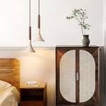Aplomb Travertine Pendant Light – Natural Stone & Wood Minimalist Hanging Lamp