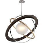 Apogee Modern Glass Pendant Light with Orbital Metal Rings