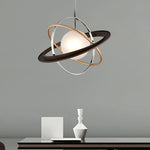 Apogee Modern Glass Pendant Light with Orbital Metal Rings