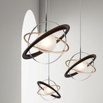 Apogee Modern Glass Pendant Light with Orbital Metal Rings