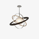 Apogee Modern Glass Pendant Light with Orbital Metal Rings