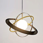 Apogee Modern Glass Pendant Light with Orbital Metal Rings