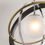 Apogee Modern Glass Pendant Light with Orbital Metal Rings