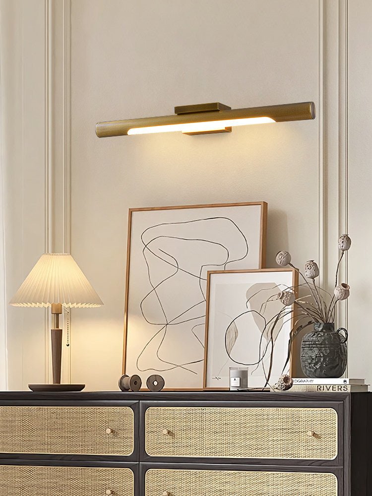 Liora Brass LED Wall Sconce | Modern Linear Wall Light for Bedroom & Living Room