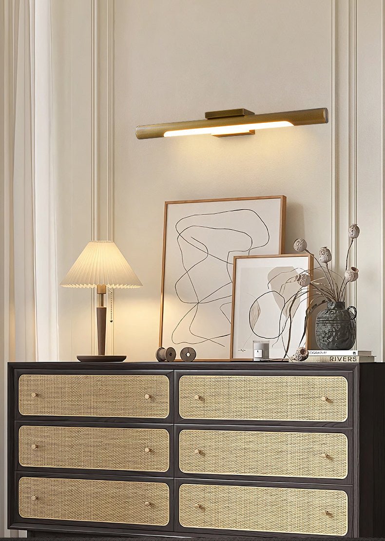 Liora Brass LED Wall Sconce | Modern Linear Wall Light for Bedroom & Living Room