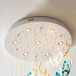 Aqua Ripple Hand-Blown Glass Art Chandelier | Custom Designer Lighting