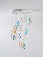 Aqua Ripple Hand-Blown Glass Art Chandelier | Custom Designer Lighting