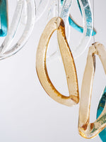 Aqua Ripple Hand-Blown Glass Art Chandelier | Custom Designer Lighting