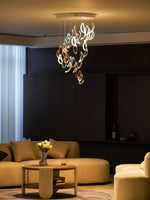 Aqua Ripple Hand-Blown Glass Art Chandelier | Custom Designer Lighting