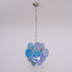 Aqua Blue Glass Disc Chandelier | Modern Murano-Style Pendant Light for Dining Room and Living Room