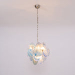 Aqua Blue Glass Disc Chandelier | Modern Murano-Style Pendant Light for Dining Room and Living Room