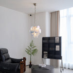 Aqua Blue Glass Disc Chandelier | Modern Murano-Style Pendant Light for Dining Room and Living Room