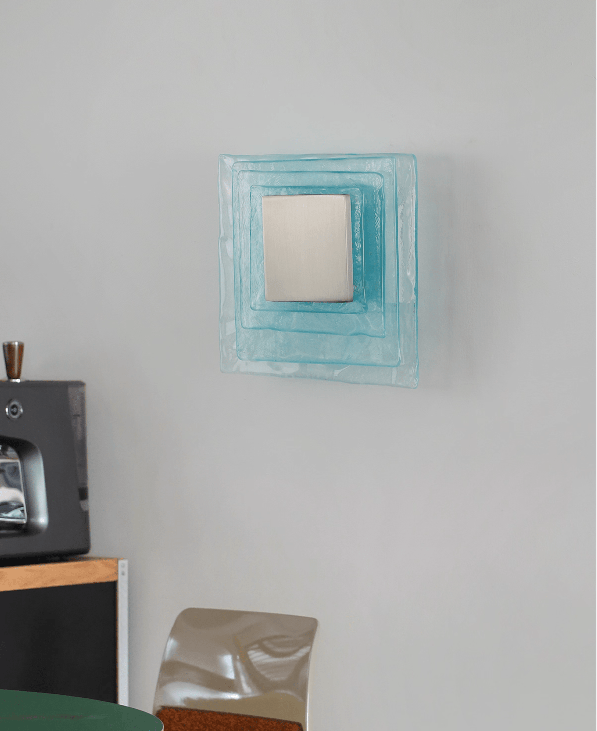 Aqua Cascade Wall Sconce – Handcrafted Textured Glass LED Light