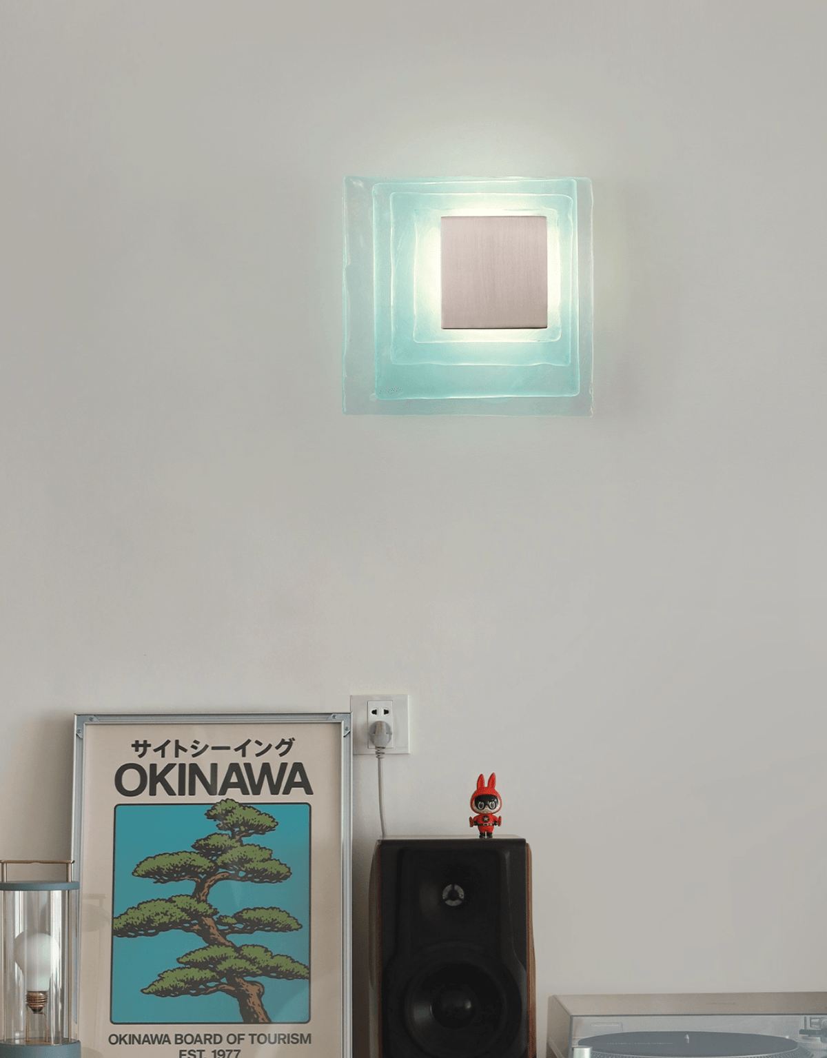Aqua Cascade Wall Sconce – Handcrafted Textured Glass LED Light