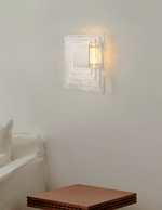 Aqua Cascade Wall Sconce – Handcrafted Textured Glass LED Light
