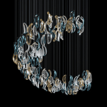 Aqua Ripple Hand-Blown Glass Art Chandelier | Custom Designer Lighting