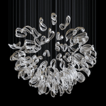 Aqua Ripple Hand-Blown Glass Art Chandelier | Custom Designer Lighting