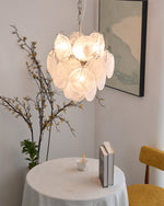 Aqua White Glass Disc Chandelier for Dining Room and Living Room