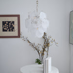 Aqua White Glass Disc Chandelier for Dining Room and Living Room