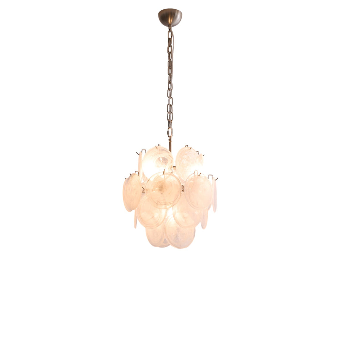 Aqua White Glass Disc Chandelier for Dining Room and Living Room
