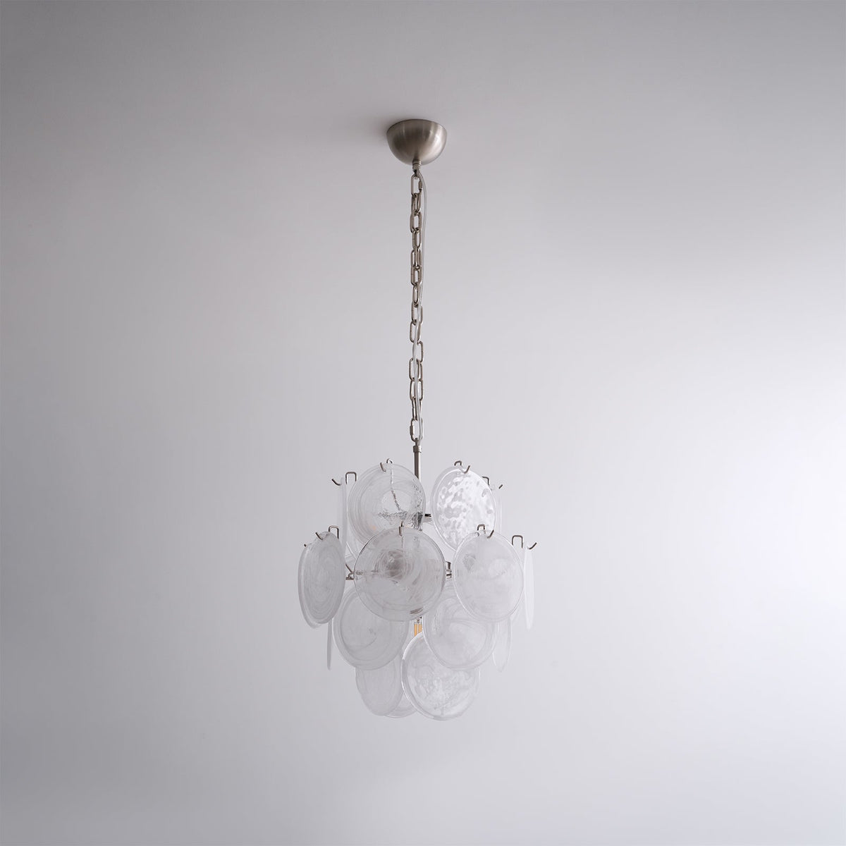 Aqua White Glass Disc Chandelier for Dining Room and Living Room