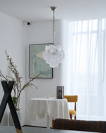 Aqua White Glass Disc Chandelier for Dining Room and Living Room