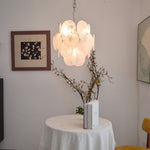 Aqua White Glass Disc Chandelier for Dining Room and Living Room