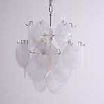 Aqua White Glass Disc Chandelier for Dining Room and Living Room