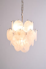 Aqua White Glass Disc Chandelier for Dining Room and Living Room