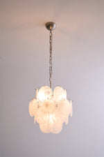 Aqua White Glass Disc Chandelier for Dining Room and Living Room