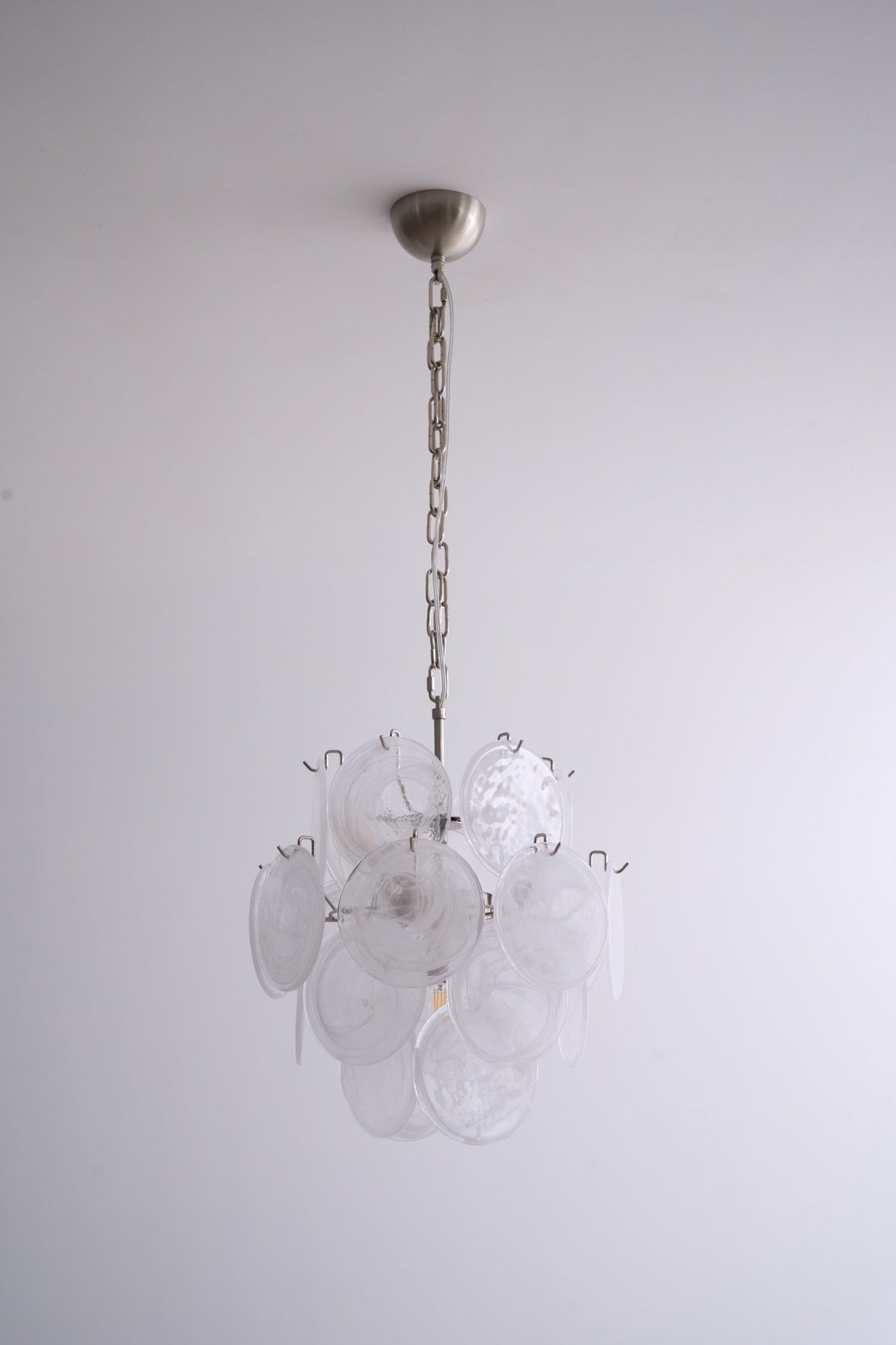 Aqua White Glass Disc Chandelier for Dining Room and Living Room