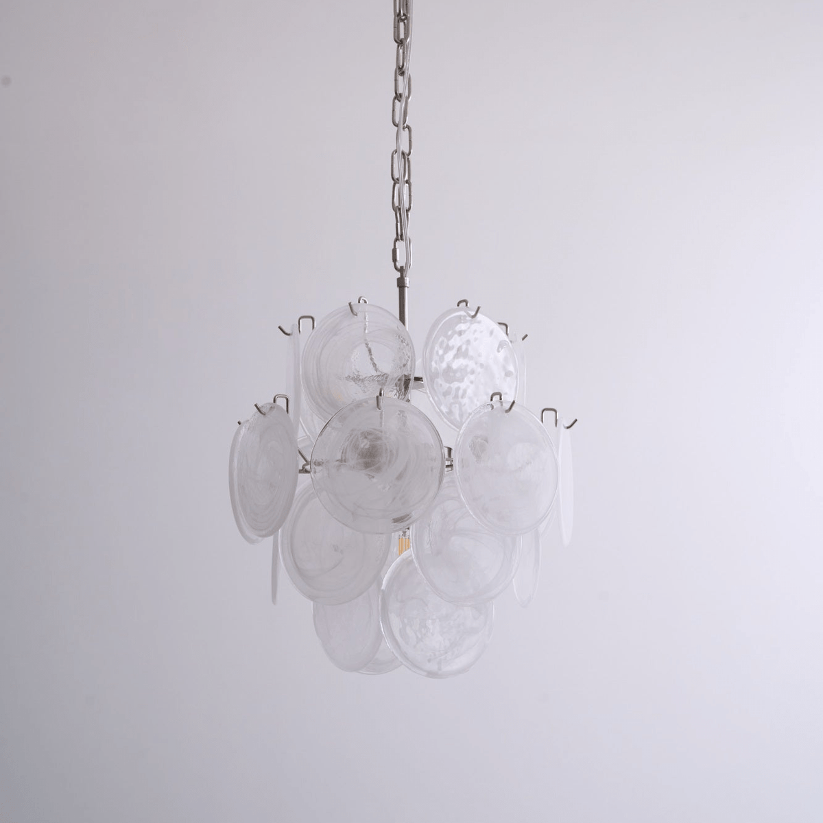 Aqua White Glass Disc Chandelier for Dining Room and Living Room