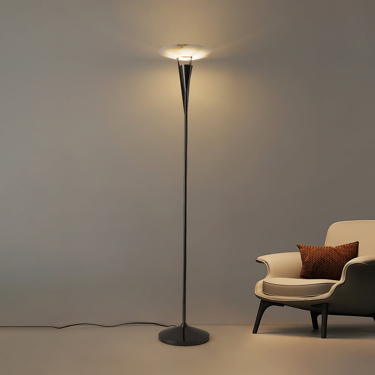 Aragon Alabaster Floor Lamp – Modern Sculptural Torchiere for Living Spaces