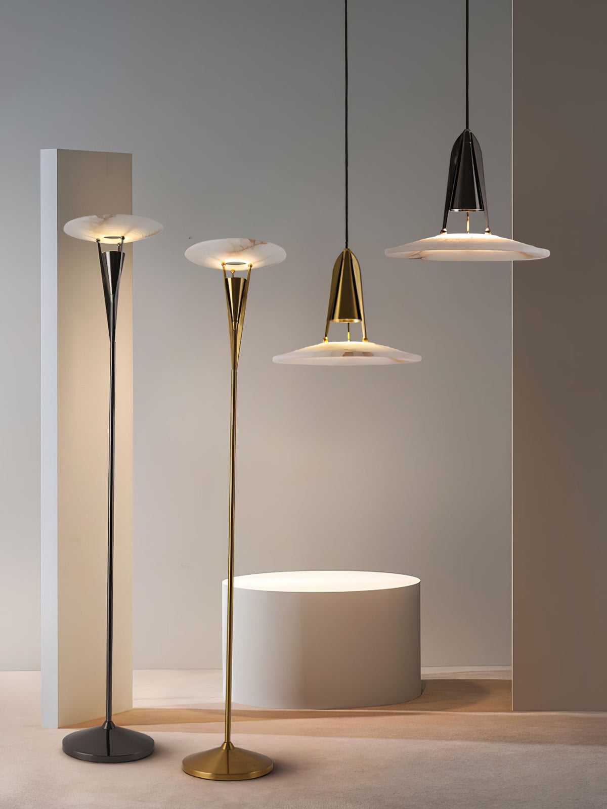 Aragon Alabaster Floor Lamp – Modern Sculptural Torchiere for Living Spaces