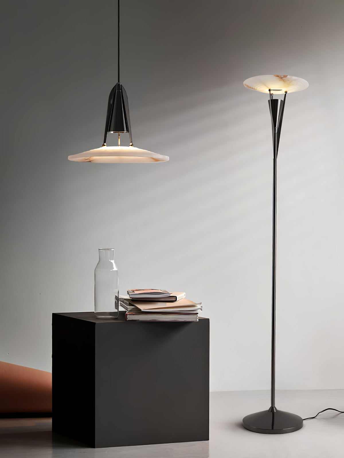 Aragon Alabaster Floor Lamp – Modern Sculptural Torchiere for Living Spaces
