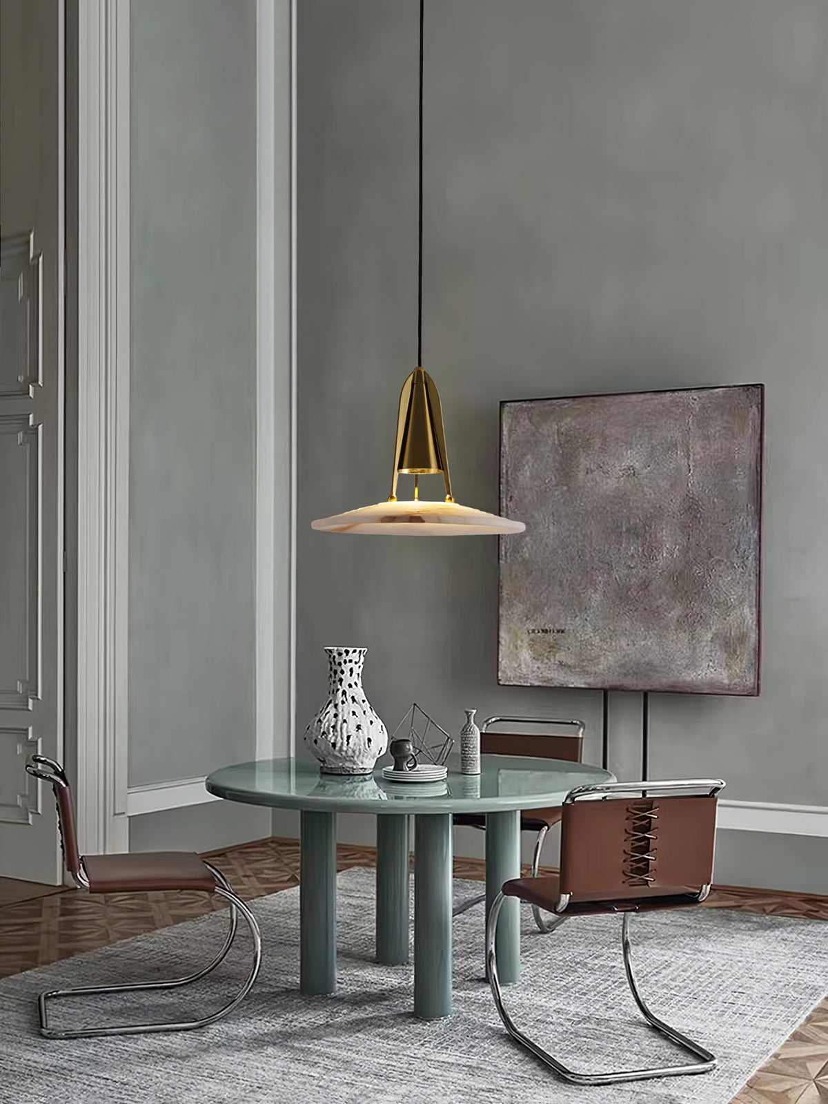Aragon Alabaster Pendant Light – Sculptural Metal & Natural Stone