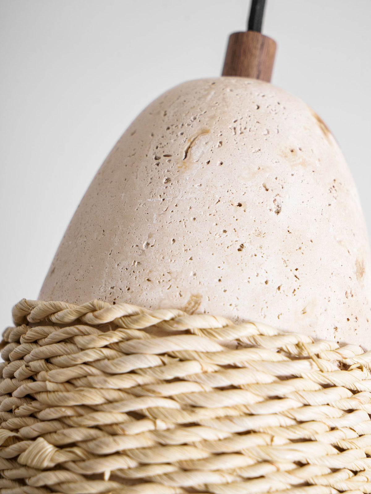 Arbor Nest Travertine Pendant Light with Rattan Accent
