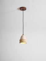 Arbor Nest Travertine Pendant Light with Rattan Accent