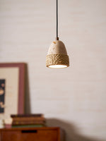 Arbor Nest Travertine Pendant Light with Rattan Accent