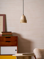 Arbor Nest Travertine Pendant Light with Rattan Accent